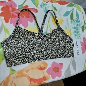 Athleta Women's Black and White Patterned Sports Bra